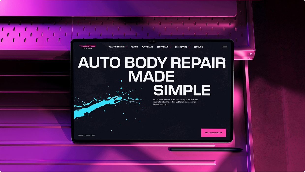 Tip Top Auto Body website designed and maintained by Alchemy