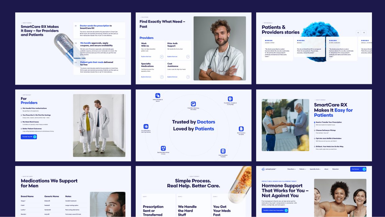 SmartCare RX service and education pages built page by page